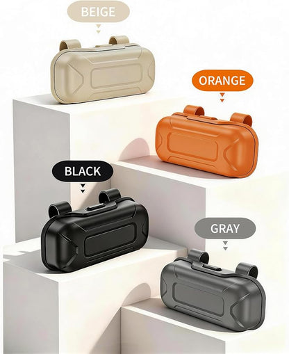 Car Sun Visor Sunglasses Holder,Orange ABS Eyeglasses Case | Card Storage,Soft Flocked Interior,Anti-Rattle Triangle Slot,Double Clips,Push Button Access,Scratch Protection,Universal Fit - Image 7