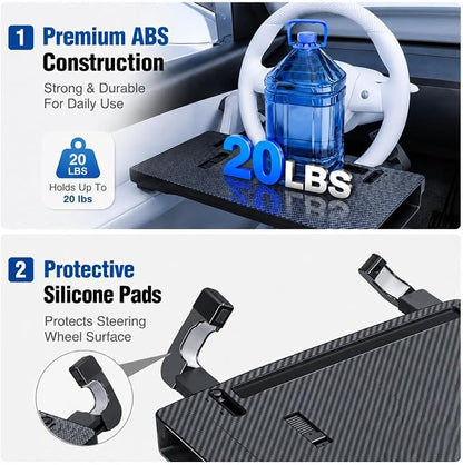 3-in-1 Car Steering Wheel Desk & Seat Gap Organizer, Foldable | Laptop Work Tray & Portable Eating Tray, Adjustable Vehicle Desk, For Writing, Dining, Road Trip, Office Work For Cars Suvs - Image 5