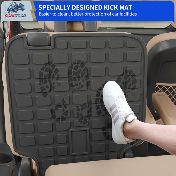 Rongtaod Floor Mats Set for 2020-2026 Ford Explorer 6 Seats Captain Chairs | 2nd Row Kick Mats Trunk Mat with Backrest Mat TPE All Weather Cargo Mat Cargo Liner 2026 Explorer Accessories - Image 9