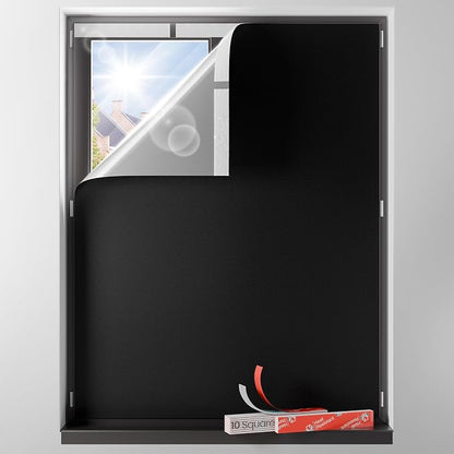 Sumobaby Blackout Curtains for Bedroom Portable 36"x36" Blackout Shades | 100% Black Out Window Cover No Drill with Upgraded Hook&Loop Tapes Thermal Insulated Blinds for Home,Nursery(1 Panel,Black) by Sumobaby