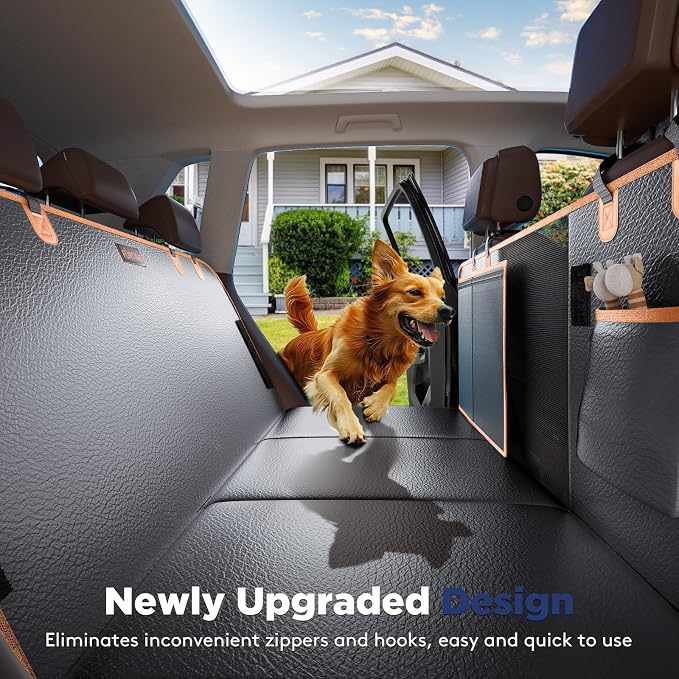 FURTIME Dog Car Seat Cover for Back Seat, PU Leather Back Seat Extender | Hard Bottom Holds 400LBS, Waterproof Anti-Scratch, Large Space Back Seat Pet Cover for Car, SUV, Small Truck - Image 8
