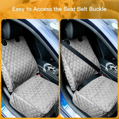 Waterproof Front Seat Car Cover 2 Pack, Full Protection | Dog Car Seat Cover with Side Flaps, Nonslip Scratchproof Captain Chair Seat Cover Fits for Cars, Trucks, SUVs, Jeep, Gray - Image 3