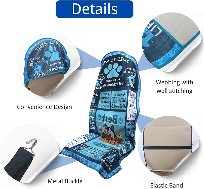 Waterproof Car Seat Cover for Front Seats, Protector for Cars SUVs Trucks, Sweat Towel Seat Covers Bucket for Gym,Workout,Beach,Hiking,Running (Vet Tech Gift, 1PC) - Image 3
