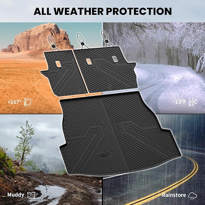 LASFIT Cargo Trunk Mat for Toyota RAV4 2019-2025 (Include Hybrid) | 100% TPE All Weather Rear Cargo Liner with Backrest Mats Custom Fit Waterproof RAV 4 Automotive Accessories, Black - Image 6