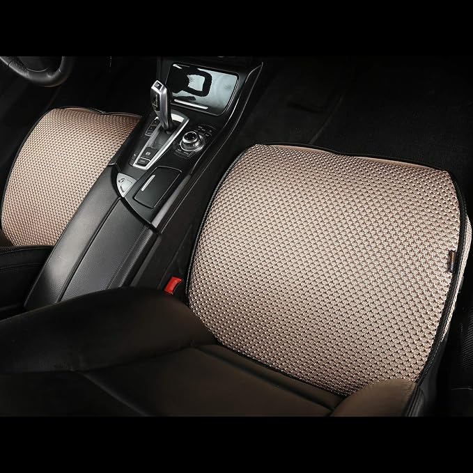 Auto Newer Breathable Universal Four Seasons Car Seat Covers, Luxury Include Front Car Seat Protector and RearCar Seat Cushion,Compatible with 95% Vehicles， Fit for Cars Truck SUV (Beige,3PCS) - Image 3