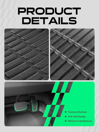 YHTAUTO Automotive Floor Mats for Honda CR-V 2007-2011 | TPE All Weather Car Mats, Anti-Slip & Custom Fit Floor Liners | Front & 2nd Row, Black, Set of 3 - Image 7