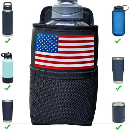 Large Car Cup Holder Expander Big Drinks Holder Bag (Black-US Flag) | Fits Large 24/36/40/46oz Water Bottles,- Universal Auto Vehicle for Cars, SUV & Truck RV's golf-carts - Image 3