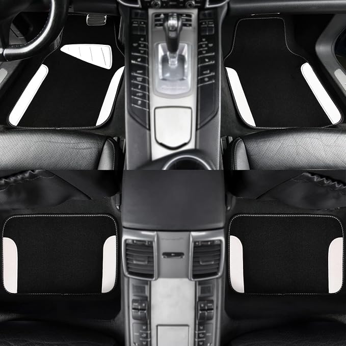 CAR PASS Waterproof Universal Fit Car Floor Mats, Car Mats Fit for SUV,Vans,sedans, Trucks,Set of 4pcs Car Carpet with Driver Heel Pad (White) - Image 3