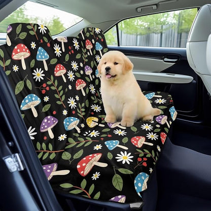 Flower Mushroom Print Rear Bench Towel Seat Covers, Heavy-Duty Back Seat Cover for Dogs, Waterproof Car Seat Cover, Non-Slip Back Seat Protector Fits Cars, SUVs, Trucks - Image 3