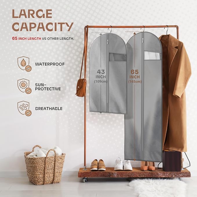 Lazebox Garment Bags for Travel and Closet Storage with Zipper, 65'' Long Dress Bag for Gowns Long - Image 2