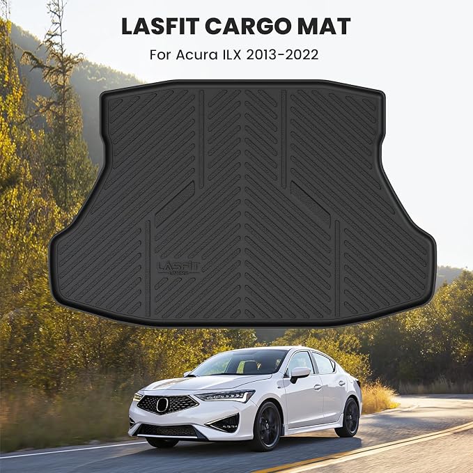 LASFIT Cargo Mat for Acura ILX 2013-2022 Sedan, Rear Trunk Liner | All Weather Premium TPE Trunk Mats, Custom Laser Fit, Raised Edge Design, Full Edge Coverage, Refined Interior Protection - Image 2