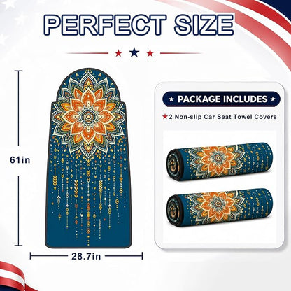 Car Seat Towel Cover 2 Pack for Front Seats, Sweat Absorbent Car Seat Protector with Non-Slip Backing, Waterproof Towel Car Seat Covers for Runners, Gym, Swimming, Beach, Pets, Boho Mandala - Image 7