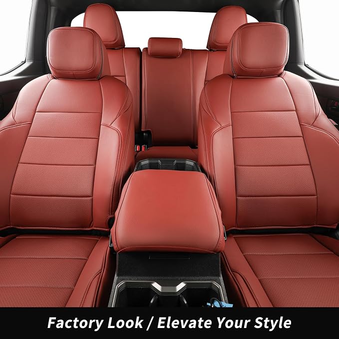 2024 2025 2026 Tacoma Seat Covers Full Set for Toyota Tacoma 4th Gen Double/Crew Cab SR,SR5,TRD Sport,TRD Off-Road,Limited,Fully Covered,Waterproof Leather Car Seat Protector(Wine Red) - Image 6