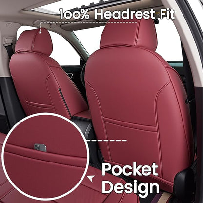 HKZ Custom Fit Civic Seat Cover Full Set for Honda Civic 4 Door (Hatchback 2022-2026 Sport Touring)&(Hatchback 2022-2024 EX-L) 5-Seats Full Set,Leather Seat Protector(Burgundy) - Image 4