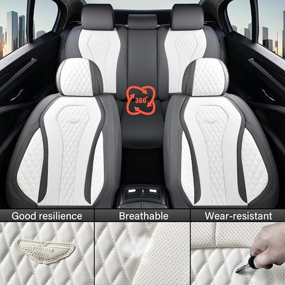 Coverado Seat Covers, Car Seat Covers Full Set, White Car Seat Cover, Car Seat Cushion Waterproof, Front Seats Back Seat Covers, Luxury Seat Cover Car Seat Protector Universal Fit Most Cars - Image 7