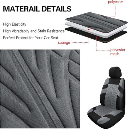 Pariitadin Car Seat Covers Full Set, Washable and Breathable Premium Cloth Automotive Vehicle Seat Cover for Car Interior, Universal Fit for Most Cars, Sedan, Truck, SUV(Black/Gray) - Image 7