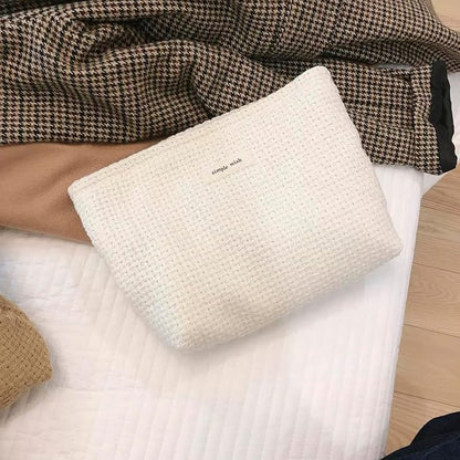 RSRSLEII Woven Travel Makeup Bag, Cute Travel Toiletry Bag(07White Weaving | Aesthetic Portable Cosmetic Bag with Canvas Lining, Coquette Makeup Pouch, Skincare Bag Car Storage Bag for Women and Girls - Image 4