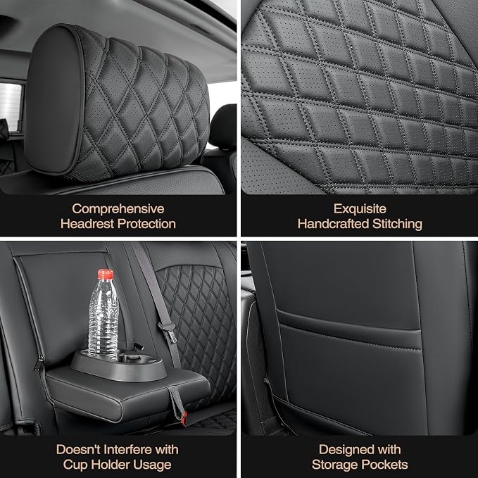 Seat Covers for Chevy Silverado & for GMC Sierra 2014-2018 (Only Crew Cab) | Full Coverage, Full Set, Odorless, OEM-Style, Faux Leather, Waterproof, Pickup, Custom fit, Truck, Accessories, 2500HD - Image 5