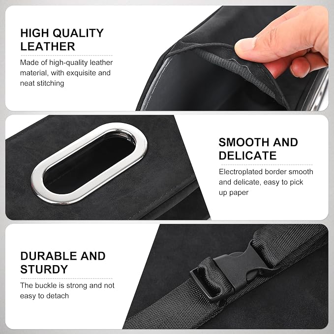 JEYODA Car Seat Organizer,Suede Leather Tissue Holder fit for Kleenex tissues, Car Seat Side Organizer for 120 Sheet Napkin, Drink, Phone, etc (Black) - Image 4