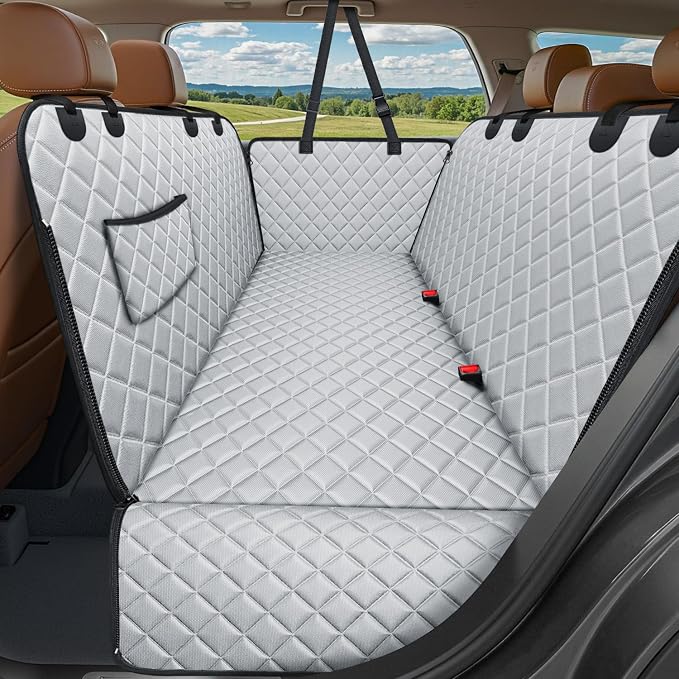 URPOWER Dog Car Seat Cover for Back Seat, Waterproof Hammock for Car & SUV | 600D Oxford, Side Flaps with Zippers, Scratch Resistant, Non-Slip, Easy Install, Machine Washable, Dog Seat Belt Included by URPOWER