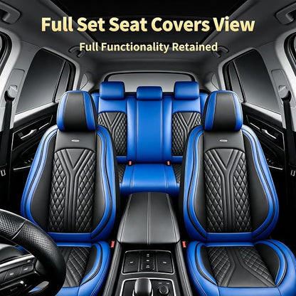 for Subaru Legacy 2008-2026 Car Seat Covers, Full Set, Blue | Luxury Full Coverage Leather Seat Protectors, Waterproof Breathable, Non-Slip, Easy to Install, Airbag Compatible, All-Season - Image 3