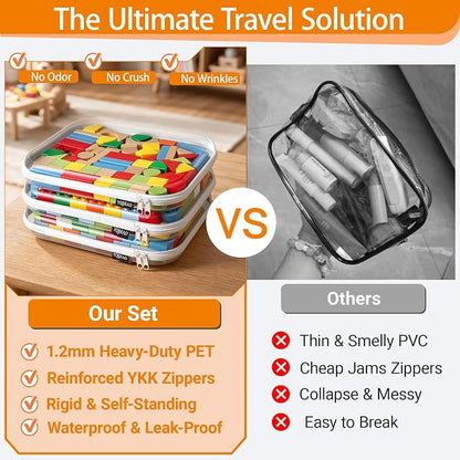 YQBRAO Clear Hard Shell Storage Organizer Set, 2-Pack, White | Two large rigid PET organizers for travel, beauty, office supplies and everyday storage - Image 2
