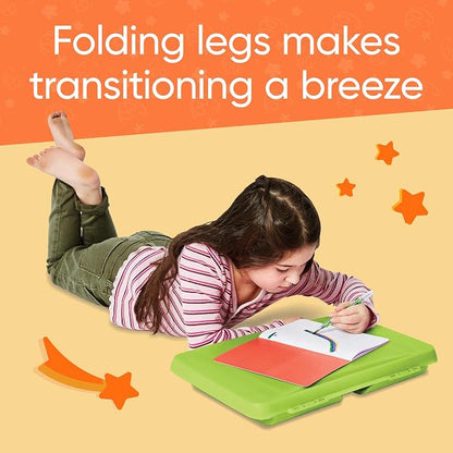 HearthSong Foldable Lap Desk for Kids with Storage - Ideal Floor Desk for Drawing, Studying, Portable Folding Travel Lap Table, Versatile Bed Desk & Lap Tray, Green - Image 5
