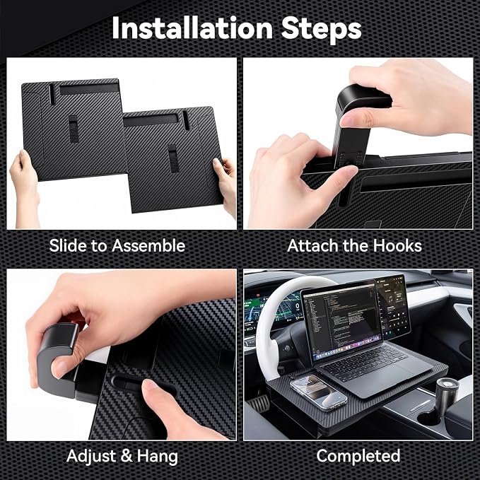 XOOL 2-in-1 Car Steering Wheel Tray & Car Seat Gap Filler Organizer, Foldable Adjustable Car Desk for Laptop, Eating Food, Writing, Steering Wheel Desk Tray for Cars, SUVs & Trucks - Image 8