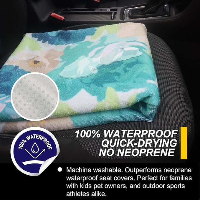 Back Seat Cover for Car Trucks Van SUV Jeep,Waterproof Rear Bench Towel Seat Covers for Dogs and Kids,Automotive Backseat Protector (Chrysanthemum) - Image 3