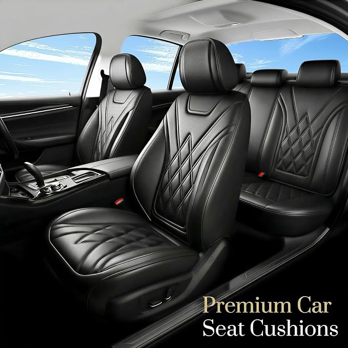 for Subaru Outback 2007-2026 Car Seat Covers, Front Pair, Black | Luxury Full Coverage Leather Seat Protectors, Waterproof Breathable, Non-Slip, Easy to Install, Airbag Compatible, All-Season - Image 2