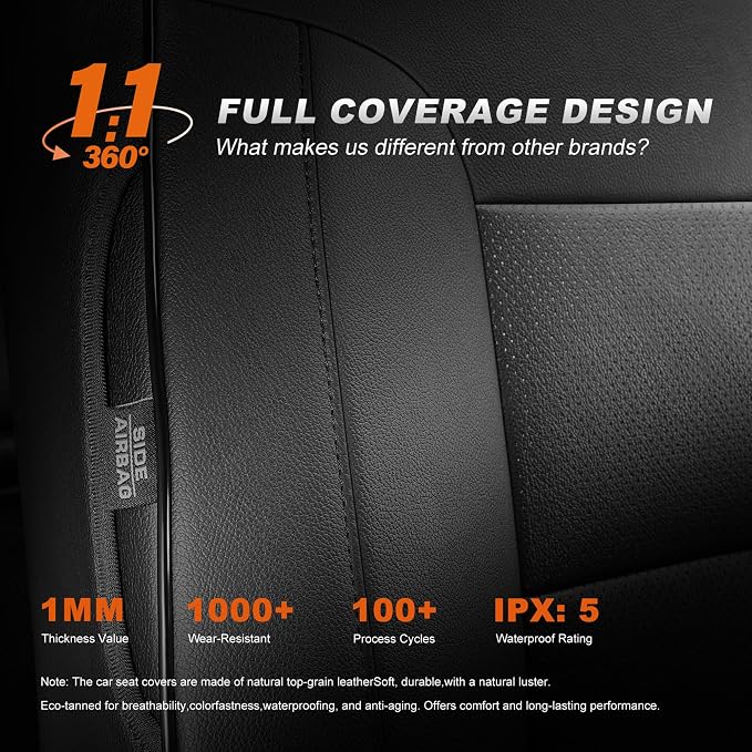 Custom Fit Seat Covers for Toyota C-HR 2018-2022 Full Set Black | CHR Seat Covers, Premium Faux Leather, Breathable, Compatible Airbag, Scratch Resistant, Customized Seat Cushion Protectors - Image 5