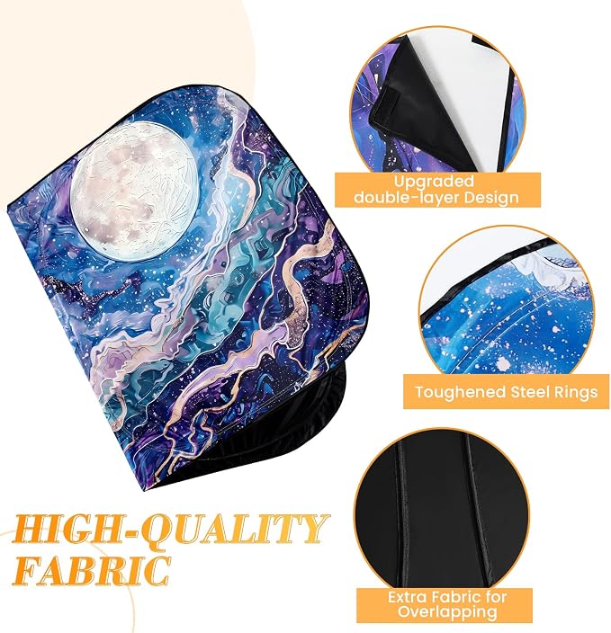 Car Windshield Sun Shade UV Reflector Foldable Front Window SUV | Blocks 98% UV Rays,Keep Interior Cool,Universal Fits Hatchback,Truck,MPV,Storage bag,57"L x 31.5"W,Car Summer Accessories - Image 4
