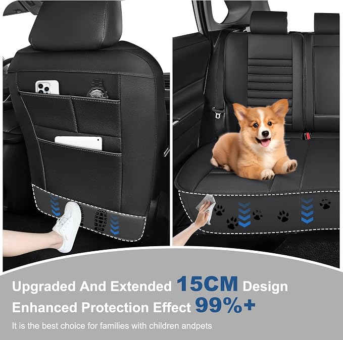 Custom for Ford Fusion Seat Covers SE/Titanium/S/SEL/Sport/Platinum 2013 2014 2015 2016 2017 2018 2019 2020 Car Seat Covers Full Set Faux Leather Car Seat Cushion Protector (Black, 5 Seats) - Image 5