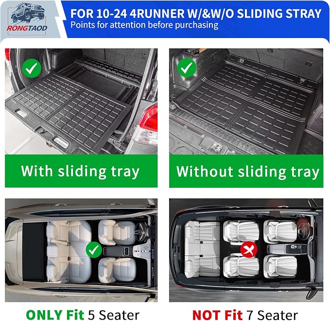 Rongtaod Back Seat Cover Protector for 2010-2024 Toyota 4Runner 5 Seats | Backrest Mats TPE All Weather Rear Seat Covers 4 Runner Accessories - Image 5