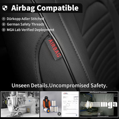 EKR Car Seat Covers for Subaru Forester 2014-2018(NO Base),Full Set | Custom Fit for Subaru Forester 2014-2018(Not for Base)Factory-Like Fit,360°Protection,Faux Leather(Black) - Image 3