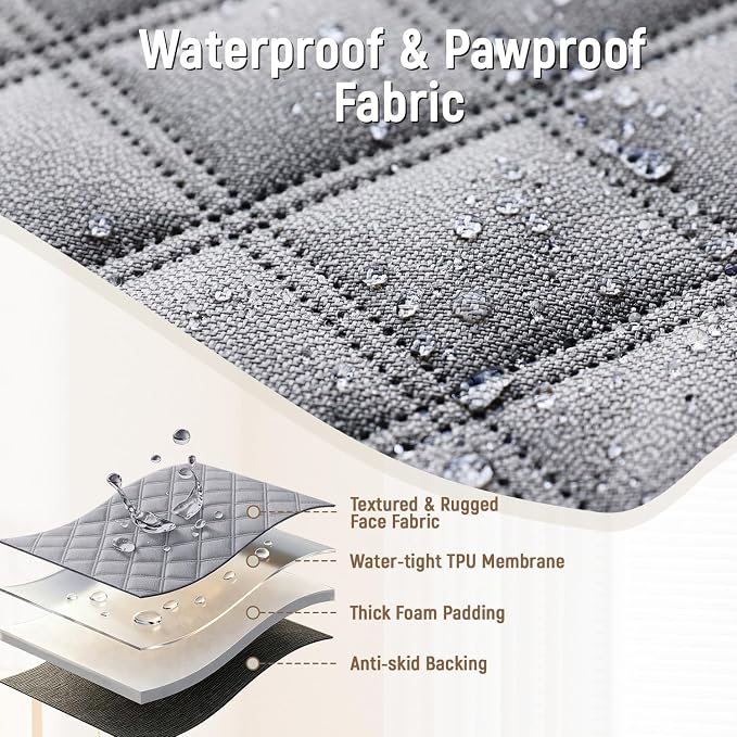 Dog Car Seat Cover for Back Seat, Heavy Duty Nonslip Car Seat Protector for Child Car Seat, Waterproof Bench Seat Cover for Dogs and Kids, Compatible with Armrest, Fits Sedan (Grey) - Image 4