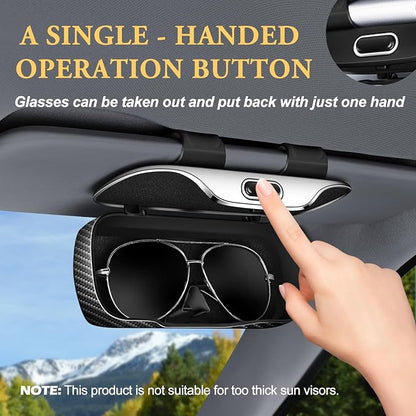 Sunglass Holder for Car Visor, Car Sunglass Holder Case | Push-button visor sunglass holder，Full Wrap Dustproof Sunglass Case with Anti-Scratch Lining, Suitable for Trucks, Sedans - Image 2