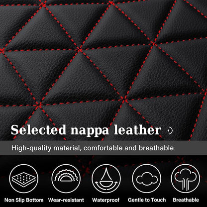 Coverado Leather Car Seat Covers, Waterproof Dooge Ram 1500 Seat Covers Compatible with 2002-2026 Dodge Ram 1500 2500 3500 with Flat Bench (Full Set, Black&Red line) - Image 5
