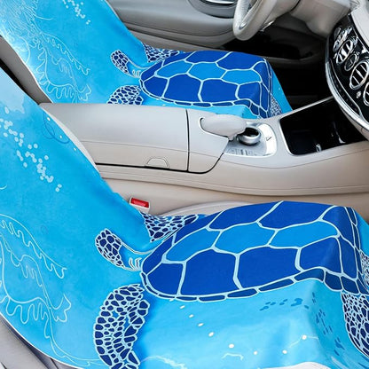 Hahafelt 2 Pack Car Seat Towel Cover with Storage Bag, Sea Turtles | 63 x 32 in Car Towel Seat Cover Non Slip Waterproof, Gym Workout Swimming Running, Machine Washable Sweat Absorbent Protector - Image 4
