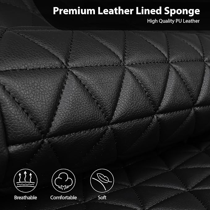 CAR PASS Bling Diamond Black Leather Car Seat Covers for 2 Front Interior Sets, Waterproof Shining Glitter Sparkly Crystal Universal Armrest Fit Automotive Truck SUV Cute Women Girl, Blue Rhinestone - Image 4