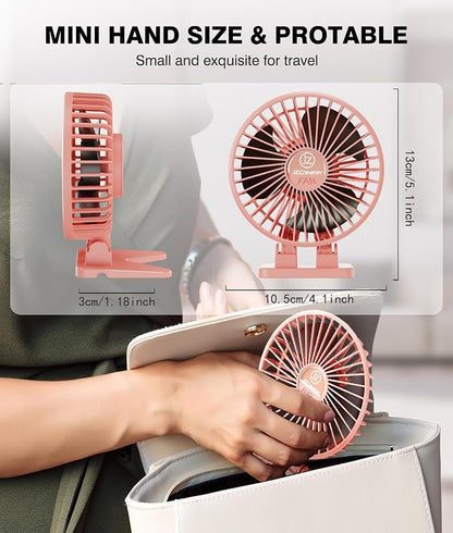 JZCreater USB Desk Fan, Portable Mini Fan, 3 Speeds Desktop Table Cooling, Plug in Power, Rotation Strong Wind, Quiet Personal Small Fan for Home Desktop Office Travel Bedroom, Pink - Image 5