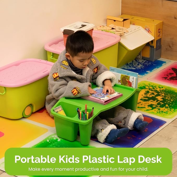 QI003253G Kids Lap Desk Tray, Portable Activity Table, Green, 1 Piece - Image 3