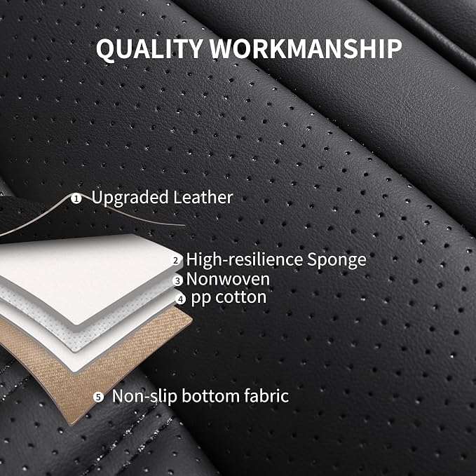 HChengkikz Front Car Seat Cover, Waterproof Faux Leather (Black) | Easy Maintenance, Airbag Compatible, Universal Fit For Most SUVs Trucks Pick-ups Sedans - Image 4