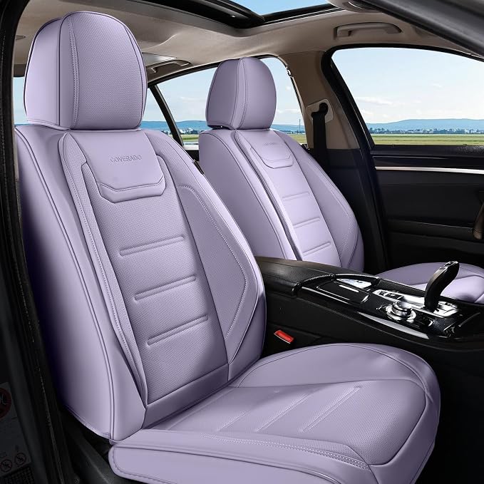 Coverado Car Seat Covers Full Set, Seat Covers for Cars, Car Seat Protector Waterproof, Leather Cushion, Universal Car Interior Covers Seat Protectors for Most Cars Purple - Image 9
