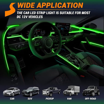 Interior Car LED Strip Lights 470 inches Fiber Optic tubing USB Powered RGB 10 in 1 Car Neon with Wireless APP and Remote Control, Ambient Lighting Kits 16 Million Colors,Sync to Music - Image 8