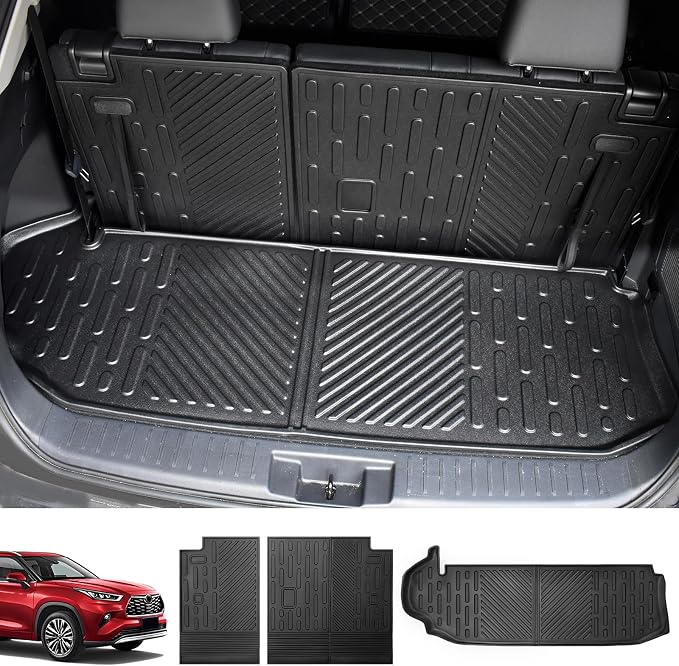 Cargo Mat with Seats Back Cover Fit for 2020-2024 Toyota Highlander W/O Rear Sub, Cargo Liner TPE Trunk Mat for Highlander 7 Seats Accessories(Not fit Grand Highlander, Not Fit SXE Model) by Utiiy