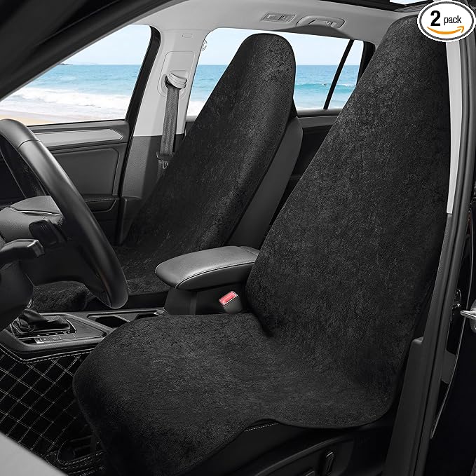 Waterproof Car Seat Cover Universial Fits Car Sweat Towel for Trucks SUV Car Seat Protector Black 2 Pieces by COLINOO