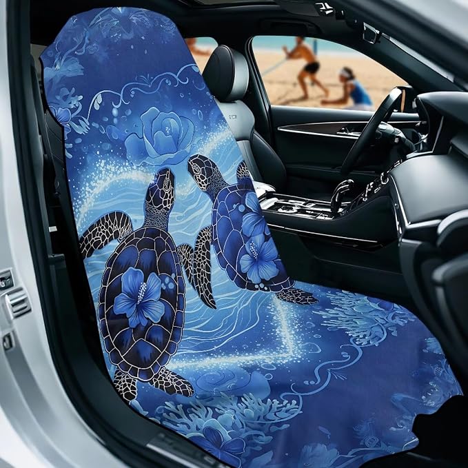 Sea Turtle Car Towel Seat Cover Soft Car Seat Towel Cover Breathable Cars Interior Accessories Fashion for Cars, Trucks, Sedans, Vans, SUVs - Image 2