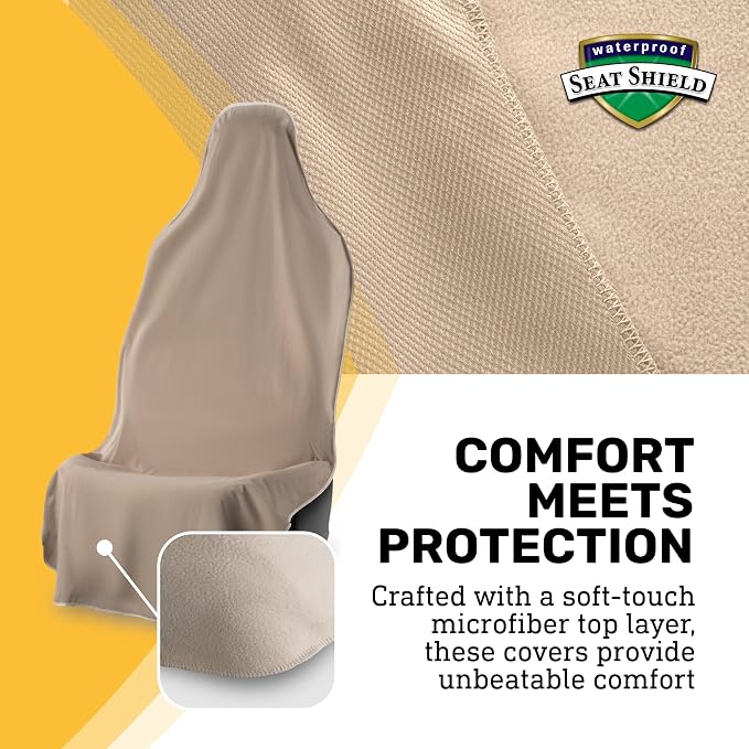 UltraSport Tan Front Seat Cover - Waterproof Car Seat Protector, Universal Fit, Washable, Soft Microfiber, Anti-Stink, Comfortable, Easy to Install - Image 5
