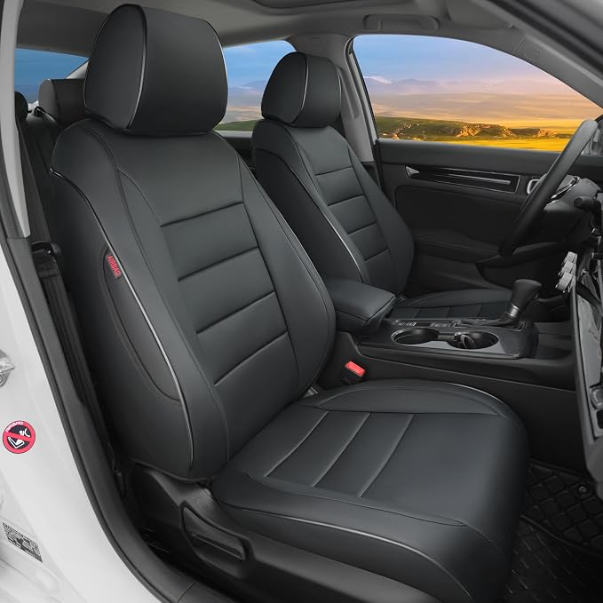 Lolcar Custom Fit Civic Seat Cover Full Set for Honda Civic (Sedan 2022 2023 2024 Touring)&(Sedan 2025-2026 Sport Touring),5-Seats Full Set,Leather Seat Protector (Black) by LOLCAR